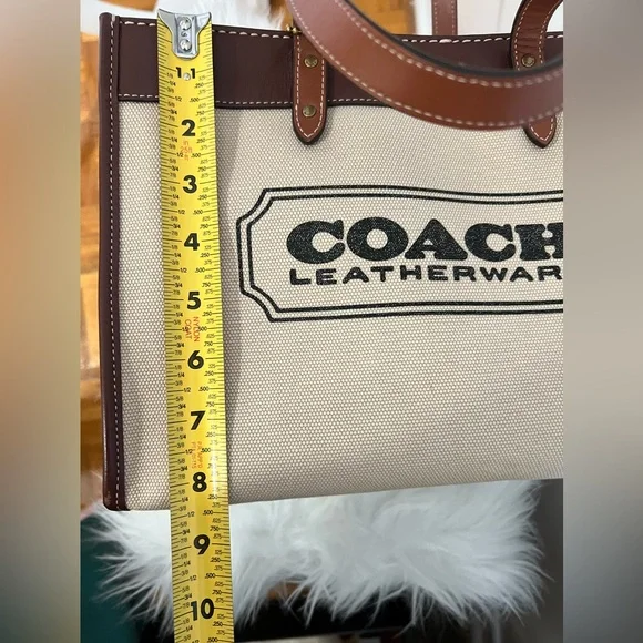 Coach Canvas Tote with Brown Leather Trim - Picture 13 of 16